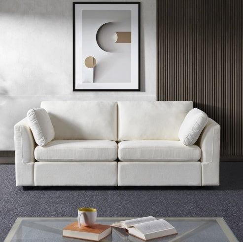 Modular Sofa Whiten Chenille Fabric, Simple And Grand, The Seat And Back Is Very Soft. - FAIFCO