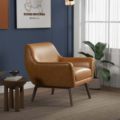 Panom Tan Leather Lounge Chair - FAIFCO