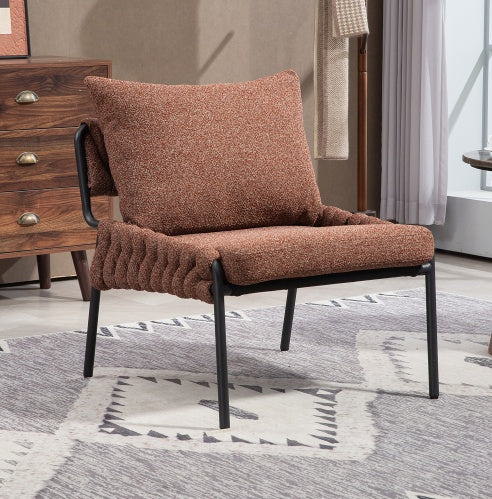 Modern Upholstered Lounge Chair with Braided Detailing - FAIFCO