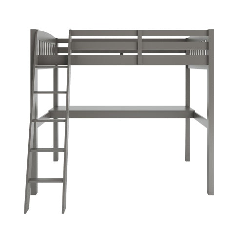Everest Grey Full Loft Bed with Desk & Storage - FAIFCO