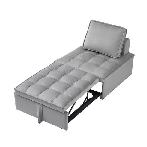 Convertible Sleeping Sofa Bed, Modern Velvet Fabric Single Seater Sofa, Sleeping Sofabed With 1 Back Pillow And Removable Back, Single Comfortable Recliner Sofabed For Office, Living Room Apartment - FAIFCO