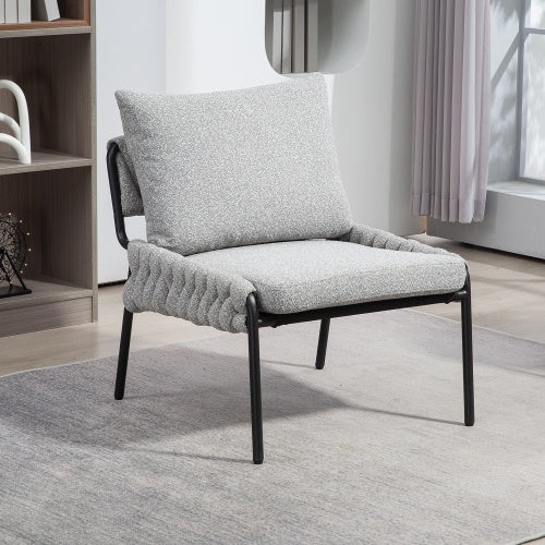 Modern Upholstered Lounge Chair with Braided Detailing - FAIFCO