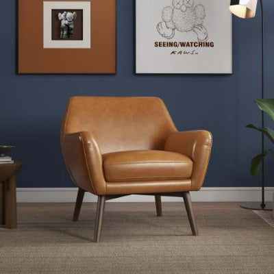 Panom Tan Leather Lounge Chair - FAIFCO