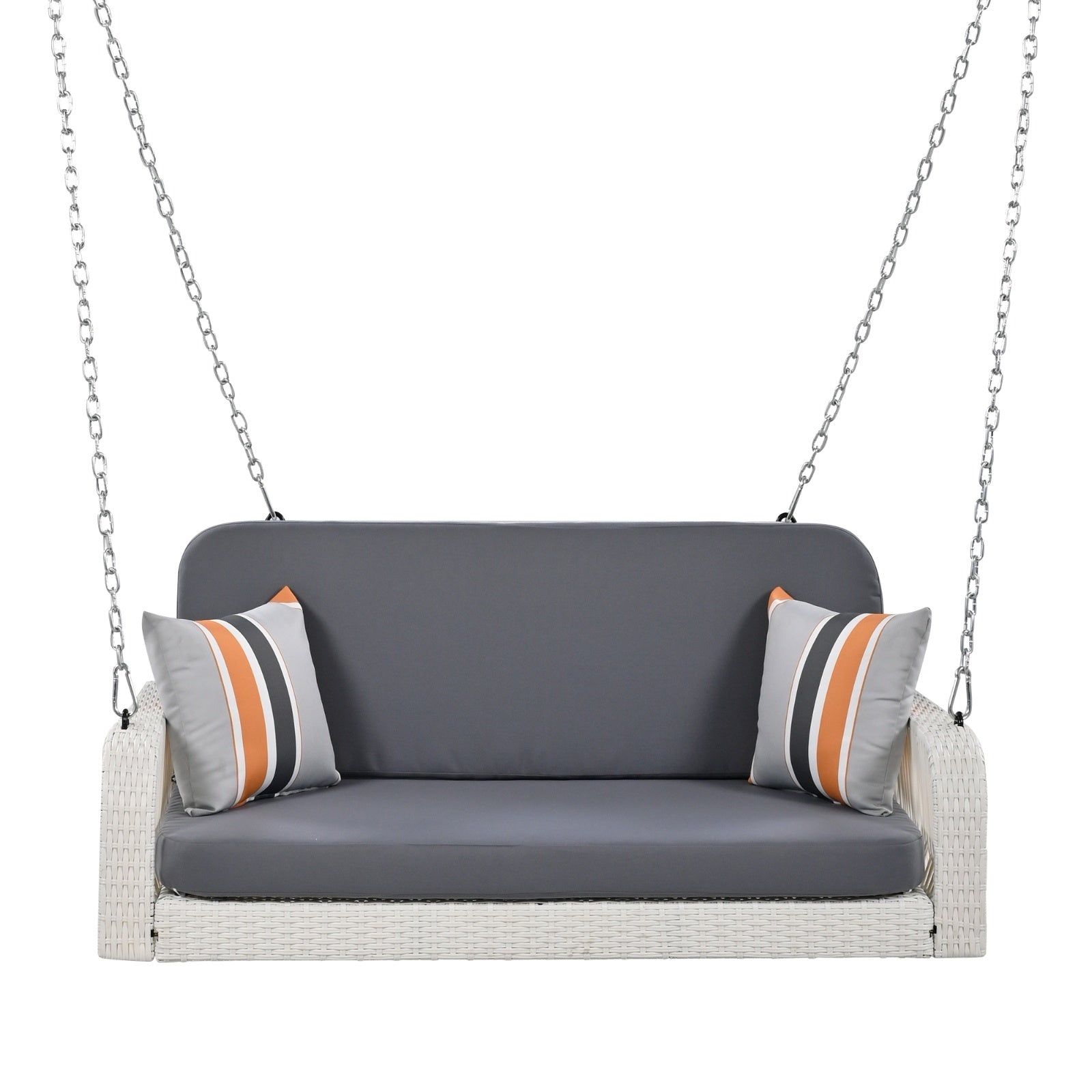 2-Seater Wicker Porch Swing with Hanging Chains - FAIFCO
