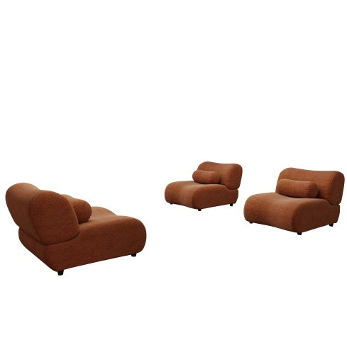 Contemporary Orange Modular Sofa – 3-Seat Sectional - FAIFCO