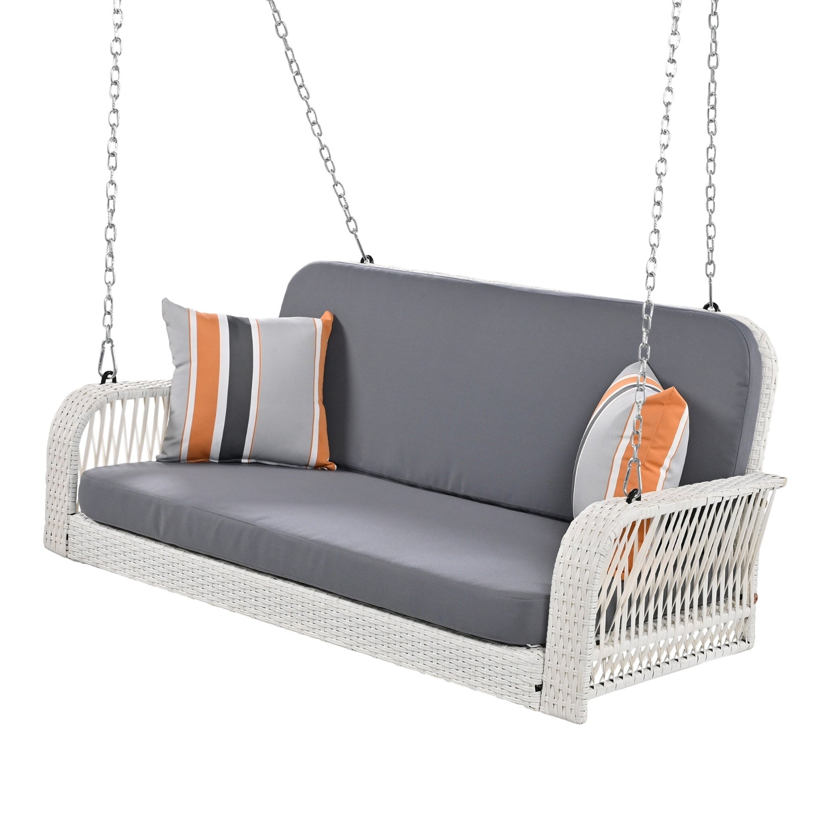 2-Seater Wicker Porch Swing with Hanging Chains - FAIFCO