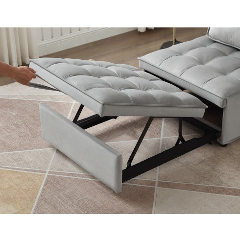 Convertible Sleeping Sofa Bed, Modern Velvet Fabric Single Seater Sofa, Sleeping Sofabed With 1 Back Pillow And Removable Back, Single Comfortable Recliner Sofabed For Office, Living Room Apartment - FAIFCO