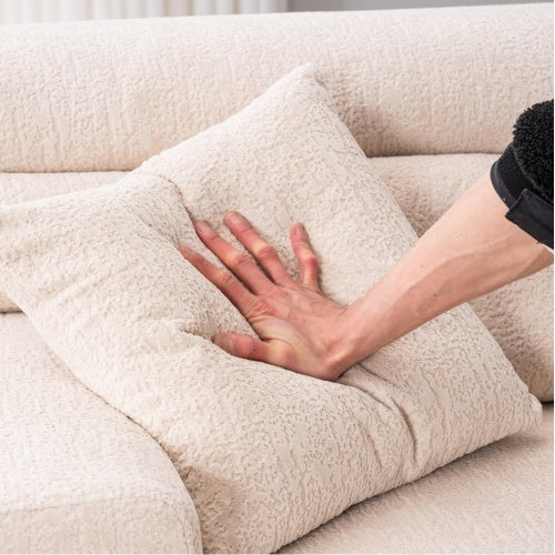 4-seater Combined Sofa, Wood Grain Chenille Fabric, Full Sponge Compression - FAIFCO