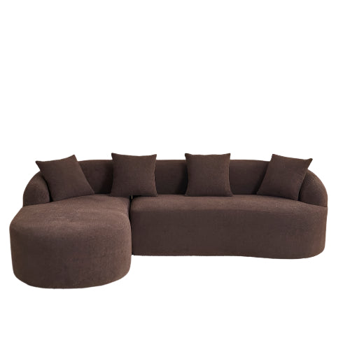 Brown Chenille L-Shaped Sectional – High-Density Sponge Modular Sofa - FAIFCO