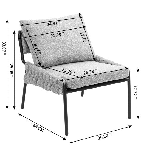 Modern Upholstered Lounge Chair with Braided Detailing - FAIFCO