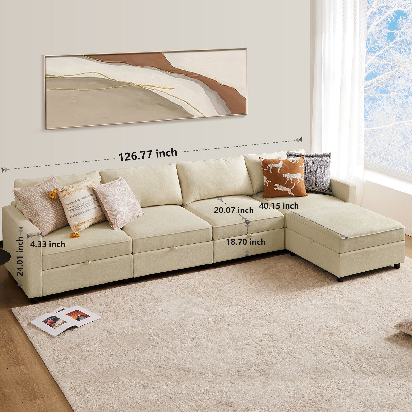 FAIF™ Large Sofa Bed – Comfortable, Versatile Sectional Sofa with Storage for Living Room or Office - FAIFCO