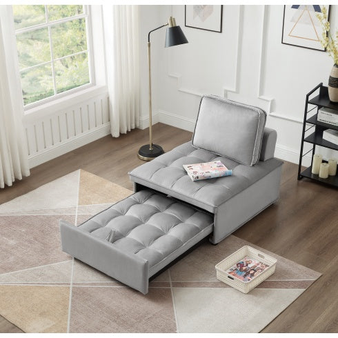 Convertible Sleeping Sofa Bed, Modern Velvet Fabric Single Seater Sofa, Sleeping Sofabed With 1 Back Pillow And Removable Back, Single Comfortable Recliner Sofabed For Office, Living Room Apartment - FAIFCO