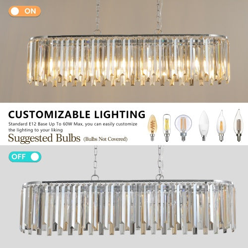 Modern Crystal Oval Chandelier