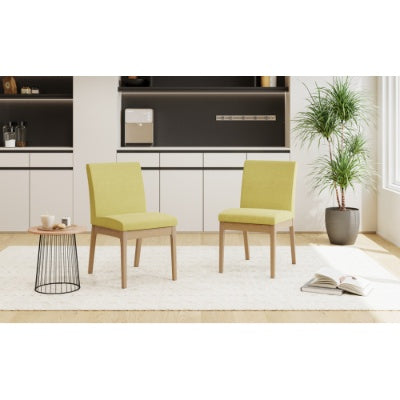 DINING CHAIR (Set of 2)  Green Fabric Upholstery - FAIFCO