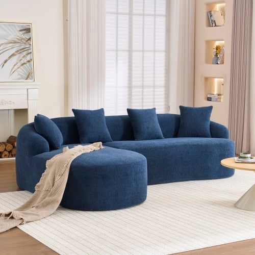 Brown Chenille L-Shaped Sectional – High-Density Sponge Modular Sofa - FAIFCO