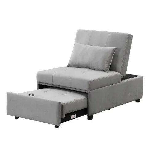 FAIF™ Folding Ottoman Sofa Bed - Versatile Gray Velvet Sofa Bed for Living Room, Bedroom, or Office - FAIFCO
