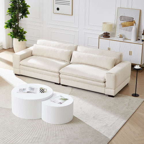 Modern Beige Fabric Sofa β 4-Seater Couch for Living Room & Office - FAIFCO