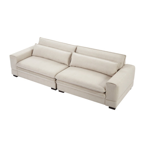 Modern Beige Fabric Sofa β 4-Seater Couch for Living Room & Office - FAIFCO