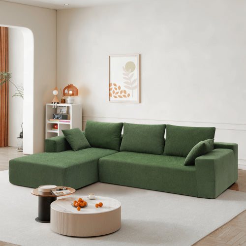 Modular Sofa Set Green Chenille, No Assembly - FAIFCO
