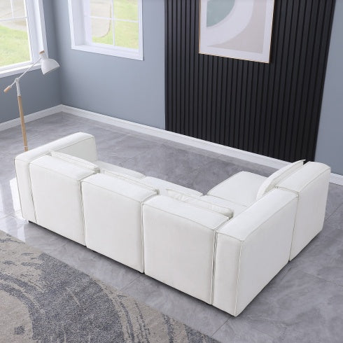 Beige Chenille Modular Sofa – Soft, Spacious & Knock-Down Design - FAIFCO