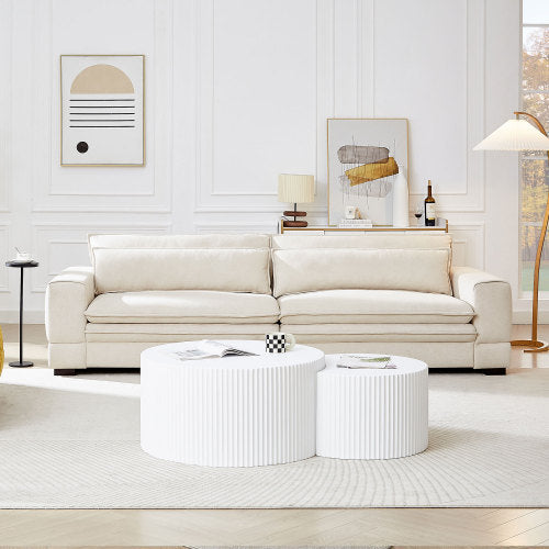 Modern Beige Fabric Sofa β 4-Seater Couch for Living Room & Office - FAIFCO