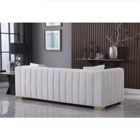 A Modern Channel Sofa Take On A Traditional Chesterfield,Grey Color,loveseater - FAIFCO