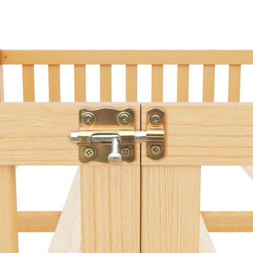 Queen Size Kids Floor Bed with Rails & Door Natural - FAIFCO