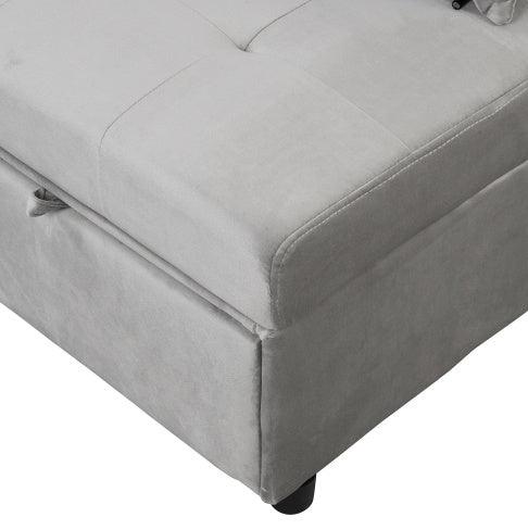 FAIF™ Folding Ottoman Sofa Bed - Versatile Gray Velvet Sofa Bed for Living Room, Bedroom, or Office - FAIFCO