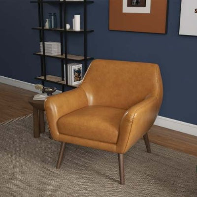 Panom Tan Leather Lounge Chair - FAIFCO