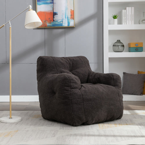 Teddy Tufted Foam Bean Bag – Soft Memory Foam, Dark Gray Fabric - FAIFCO