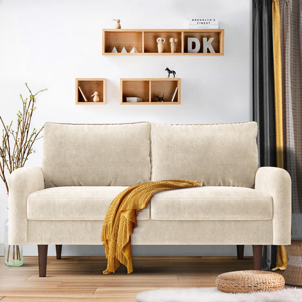 Velvet Round Arm Apartment Double Sofa - FAIFCO