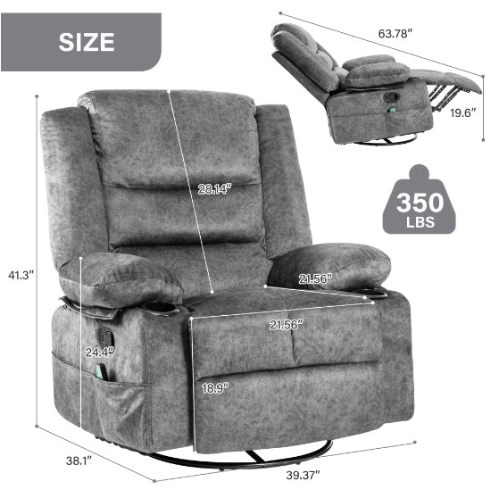 Deluxe Swivel Recliner with Massage & Heating - FAIFCO