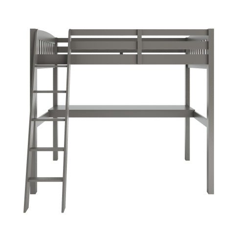 Everest Grey Full Loft Bed with Desk & Storage - FAIFCO