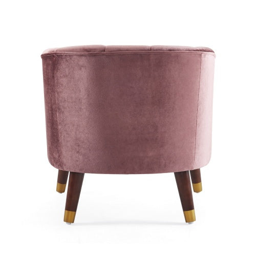 FAIF™ Velvet Barrel Accent Chair – Upholstered Mid-Century Modern Chair with Rubberwood Legs - FAIFCO