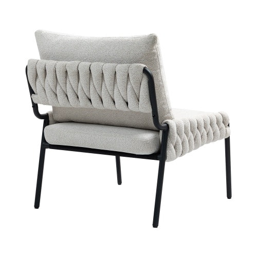 Modern Upholstered Lounge Chair with Braided Detailing - FAIFCO