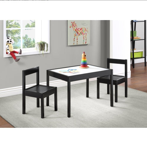 3-Piece Dry Erase Kids Table Two Chair Set, Black - FAIFCO