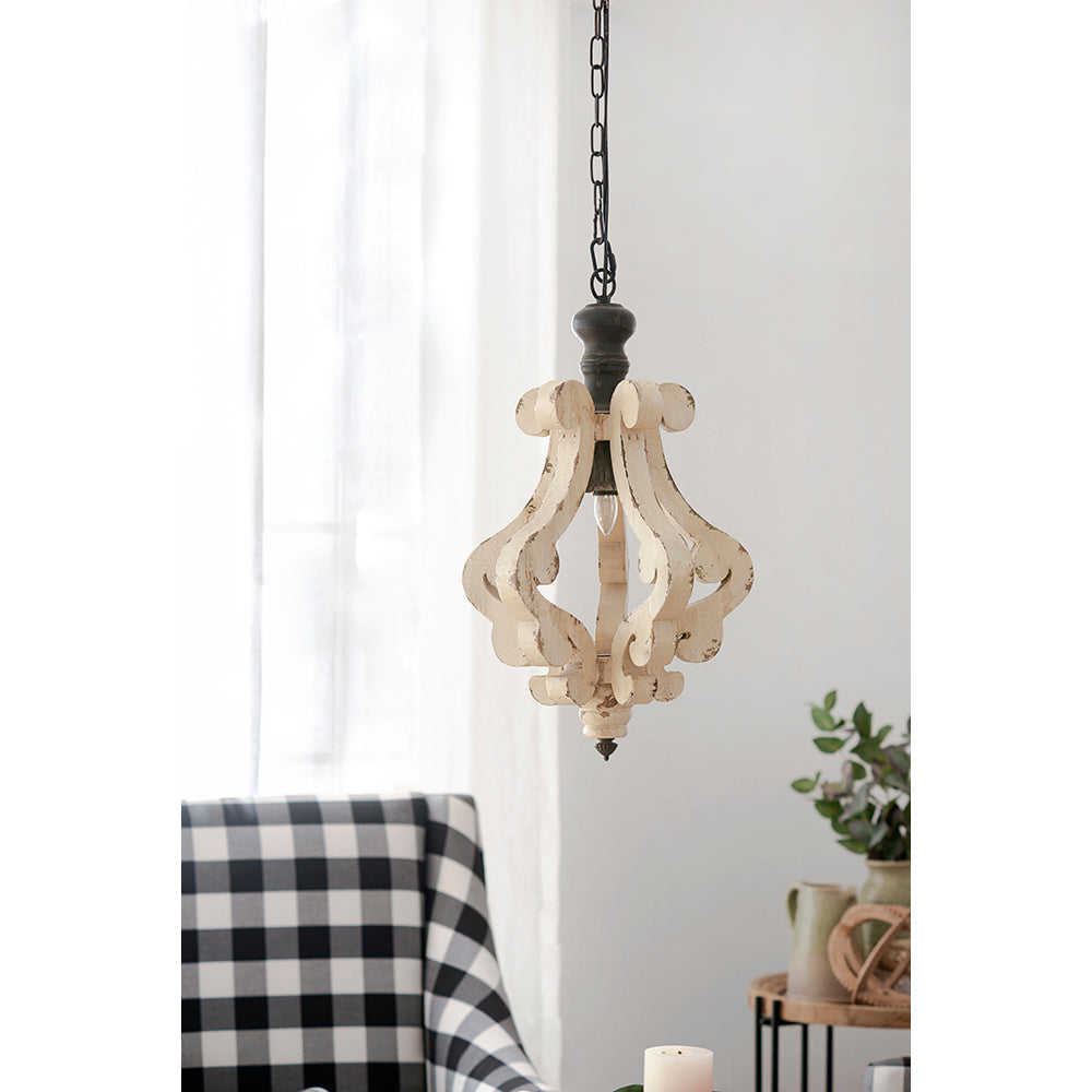 “French Country Farmhouse Chandelier – Wood Ceiling Fixture”