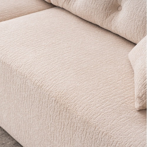 4-seater Combined Sofa, Wood Grain Chenille Fabric, Full Sponge Compression - FAIFCO