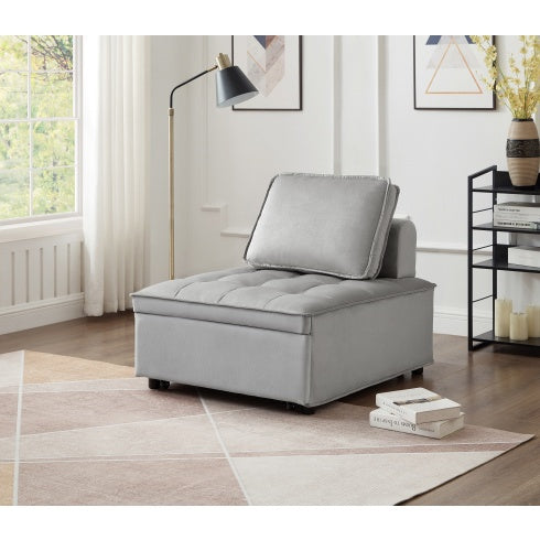 Convertible Sleeping Sofa Bed, Modern Velvet Fabric Single Seater Sofa, Sleeping Sofabed With 1 Back Pillow And Removable Back, Single Comfortable Recliner Sofabed For Office, Living Room Apartment - FAIFCO