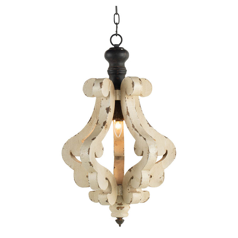 “French Country Farmhouse Chandelier – Wood Ceiling Fixture”