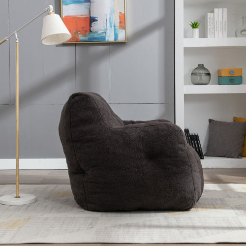 Teddy Tufted Foam Bean Bag – Soft Memory Foam, Dark Gray Fabric - FAIFCO
