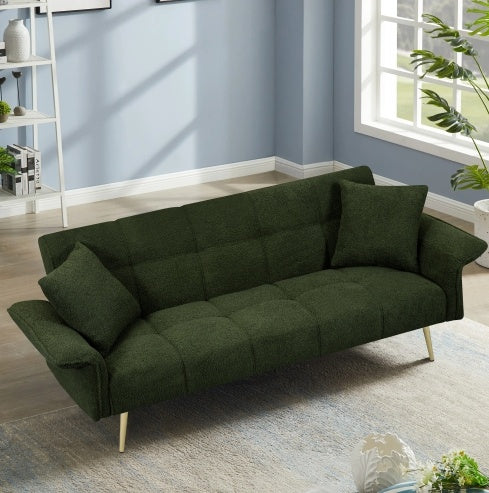 Futon Sofa Bed, Convertible Double Sofa Bed With Folding Armrests For Living Rooms And Small Spaces - FAIFCO