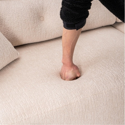 4-seater Combined Sofa, Wood Grain Chenille Fabric, Full Sponge Compression - FAIFCO