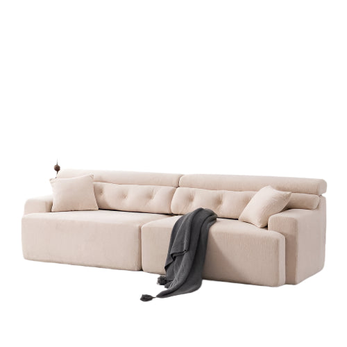 4-seater Combined Sofa, Wood Grain Chenille Fabric, Full Sponge Compression - FAIFCO