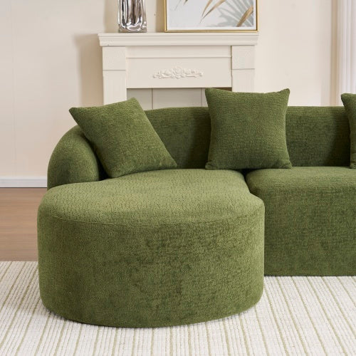 Brown Chenille L-Shaped Sectional – High-Density Sponge Modular Sofa - FAIFCO