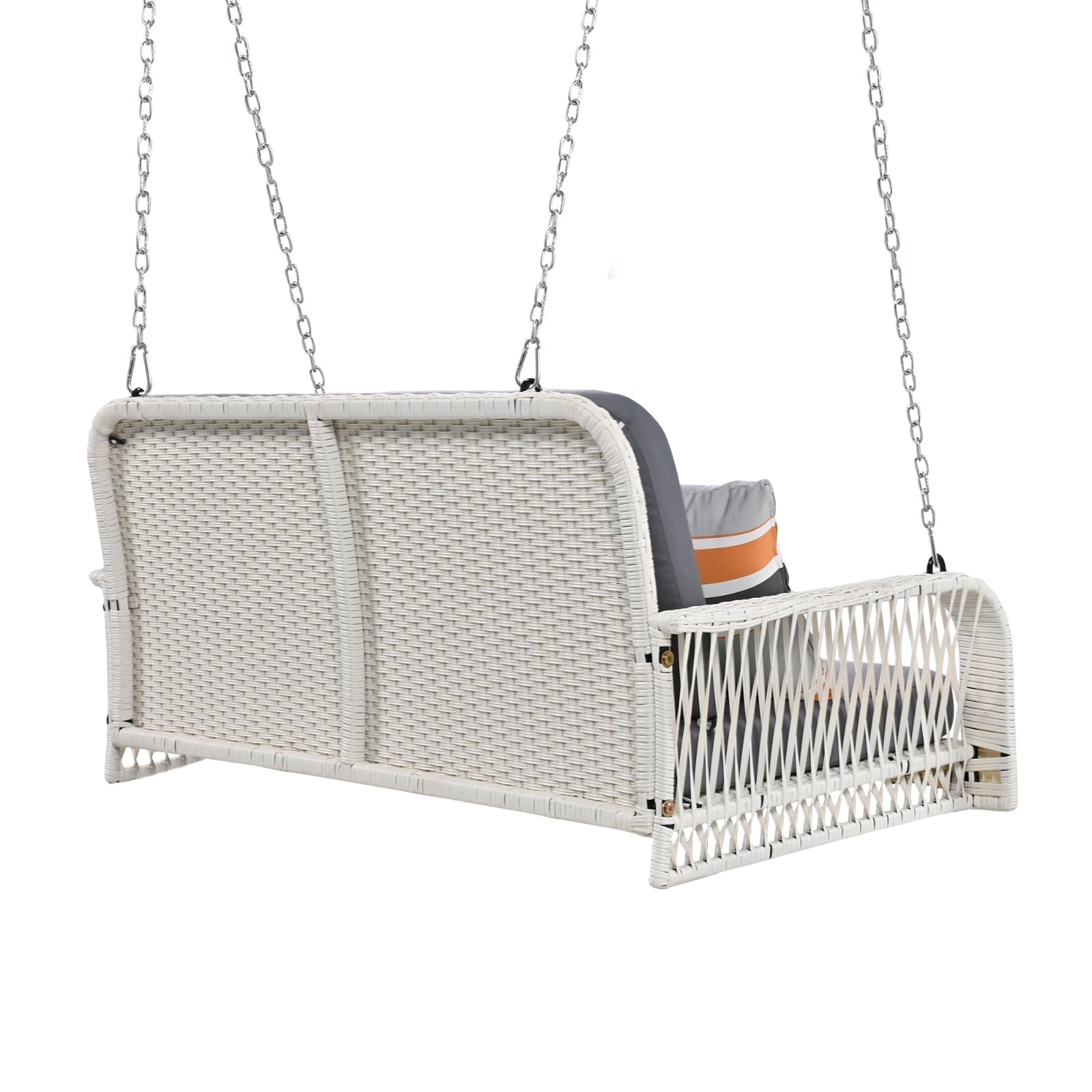 2-Seater Wicker Porch Swing with Hanging Chains - FAIFCO