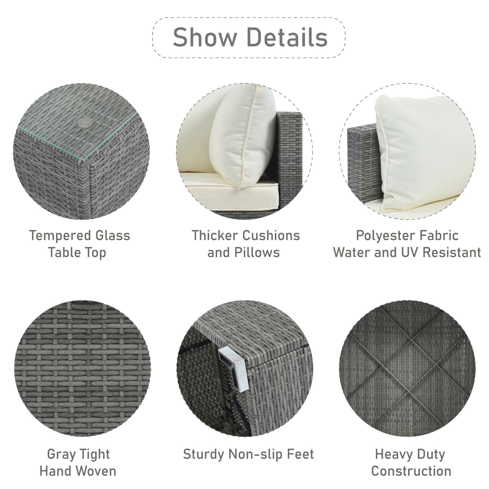 8-Pc Wicker Patio Set with Cushions Modular Outdoor Sofa - FAIFCO