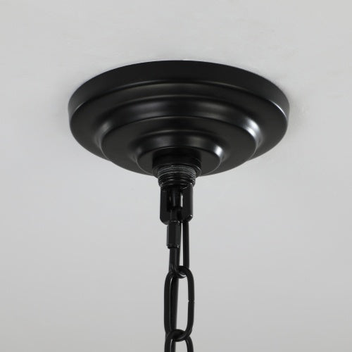 8-Lantern Tiered Ceiling Chandelier – Black & Gold
