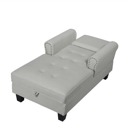 Chaise Lounge Indoor Sleeper Sofa Bed Chair Upholstered Lounge Chair For Bedroom Living Room With Rivets - FAIFCO