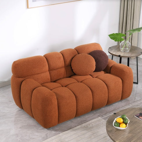 2-Seater Boucle Marshmallow Sofa Light Brown